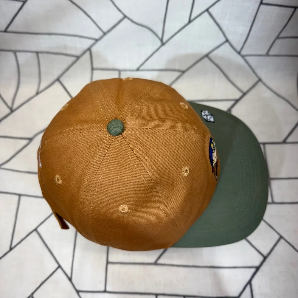 Butter Goods Hat OS Brown Green Dice Embroidered 6 Panel Strapback Cap